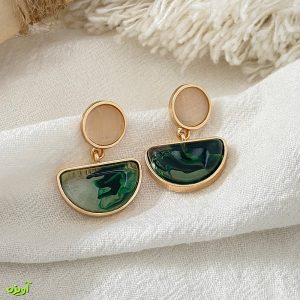 گوشواره سبز رنگ نیم دایره کد 1023