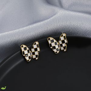 گوشواره طرح پروانه شترنجی کد 1033