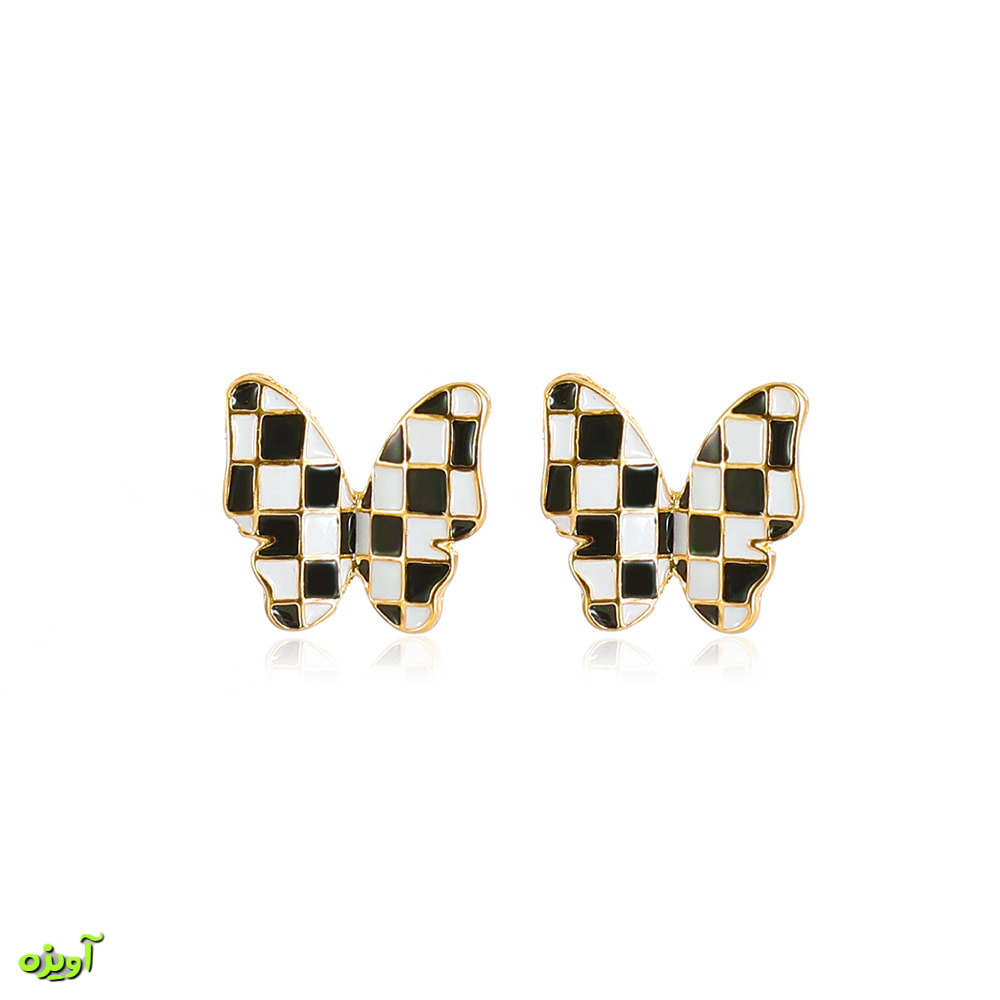 گوشواره طرح پروانه شترنجی کد 1033