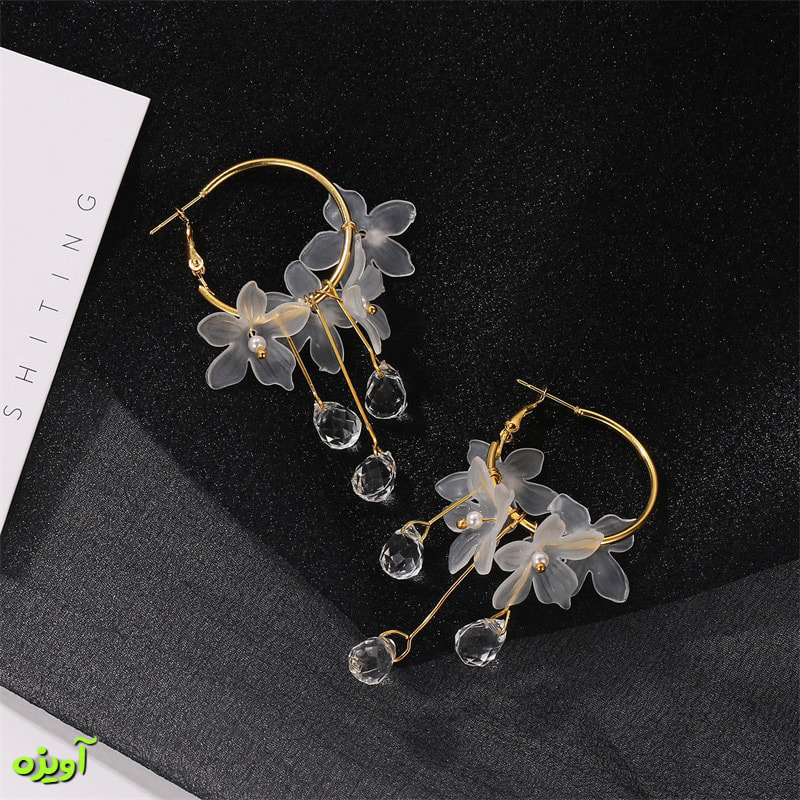 گوشواره طرح گل اکریلیک کد 1035