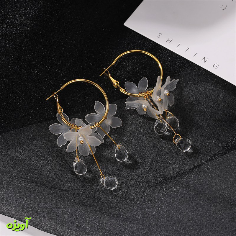 گوشواره طرح گل اکریلیک کد 1035