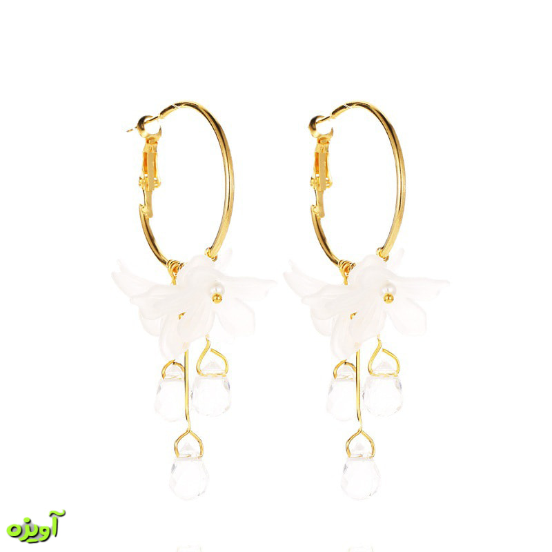 گوشواره طرح گل اکریلیک کد 1035