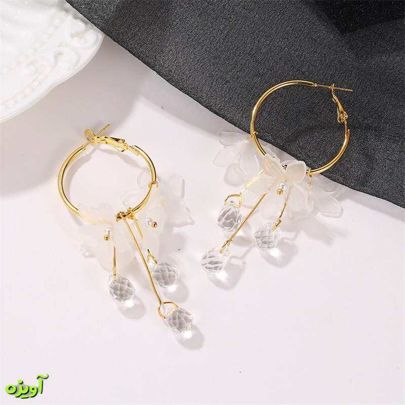 گوشواره طرح گل اکریلیک کد 1035