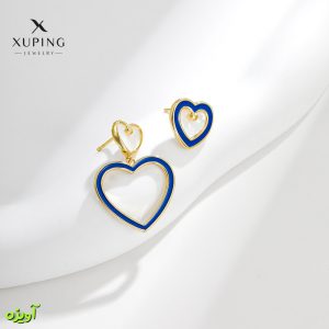 گوشواره قلب آبی نامتقارن ژوپینگ کد 11009