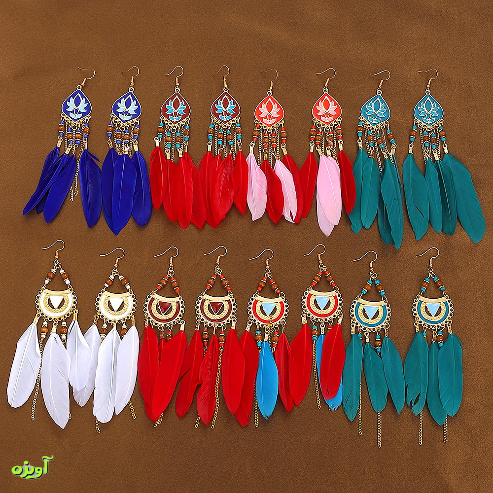 گوشواره اسلیمی پر کد 1051