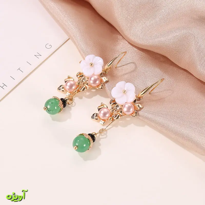 گوشواره طرح گل چینی کد 1055