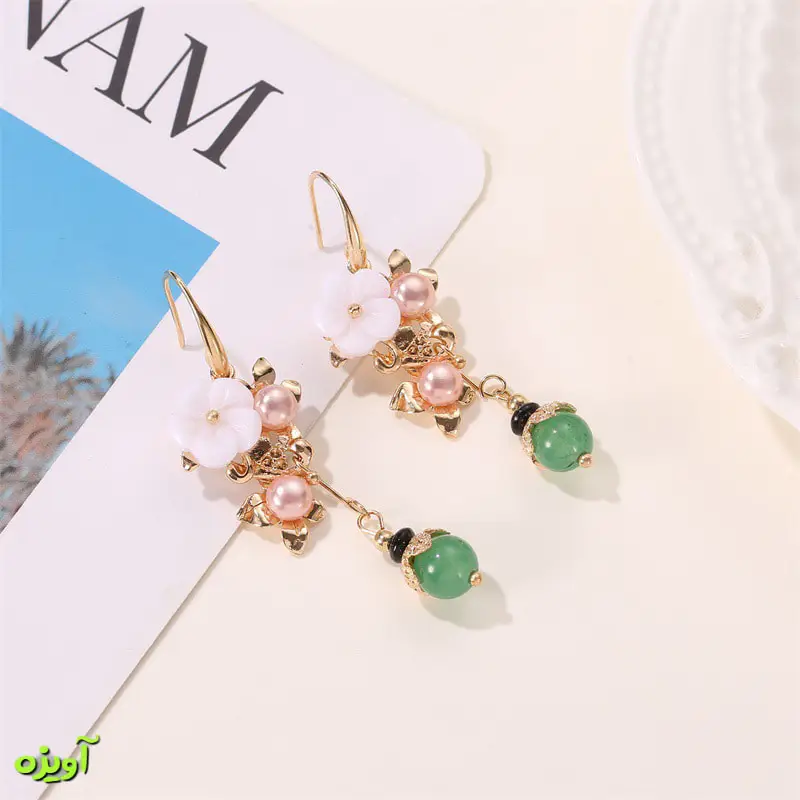 گوشواره طرح گل چینی کد 1055