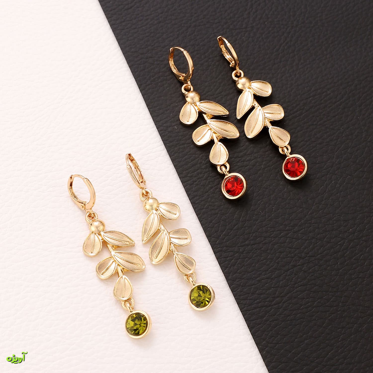 گوشواره برگی نگین دار کد 1088