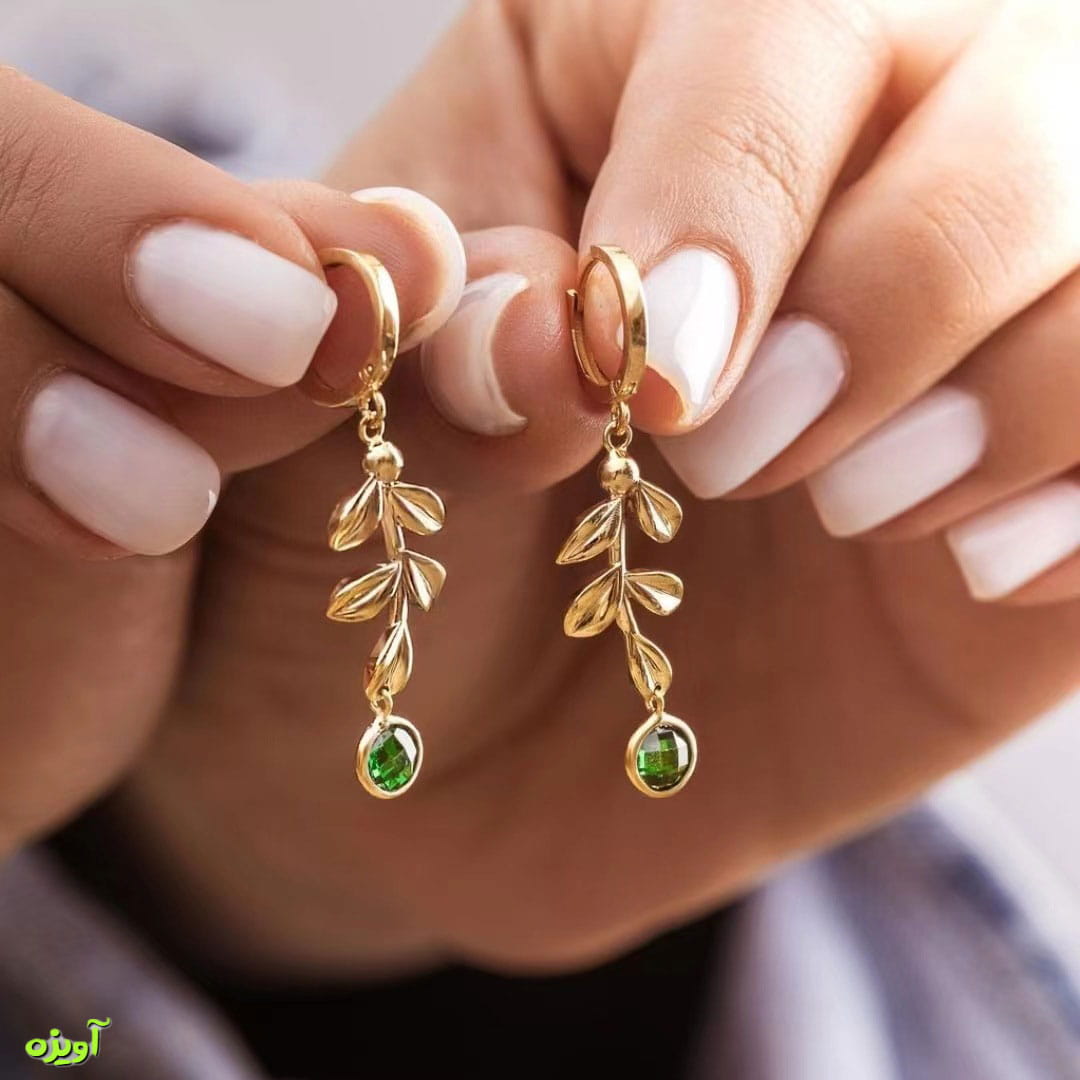 گوشواره برگی نگین دار کد 1088