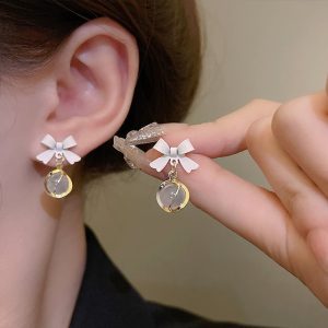 گوشواره پاپیون و مروارید کد 1096
