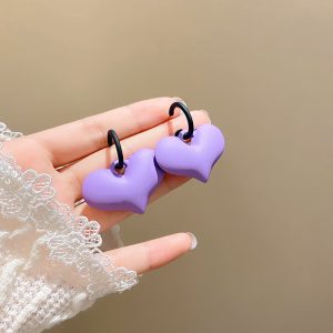 گوشواره بنفش قلبی کد 1097